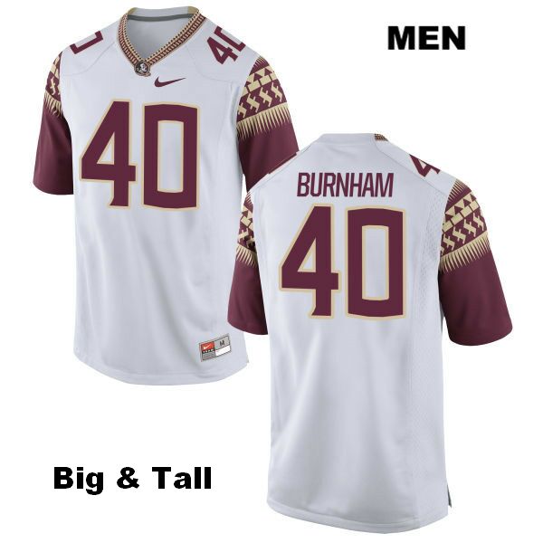 Men's NCAA Nike Florida State Seminoles #40 Ken Burnham College Big & Tall White Stitched Authentic Football Jersey VQQ7669ZI